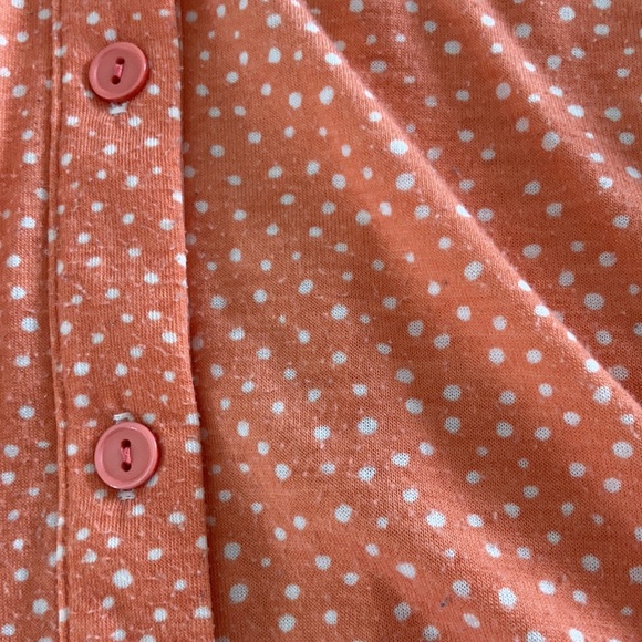 Exhilaration orange peach sheer Floral lacy button front Highlow shirt blouse - Picture 17 of 17